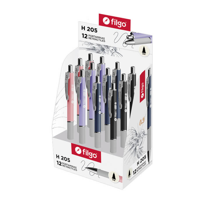PORTAMINAS FILGO H-205 0.5 ZERO SURTIDO DISPLAY X 12 UN