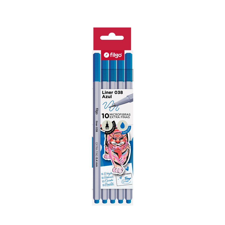 MICROFIBRA FILGO LINER 038 0.4 AZUL CAJA X 10 UN