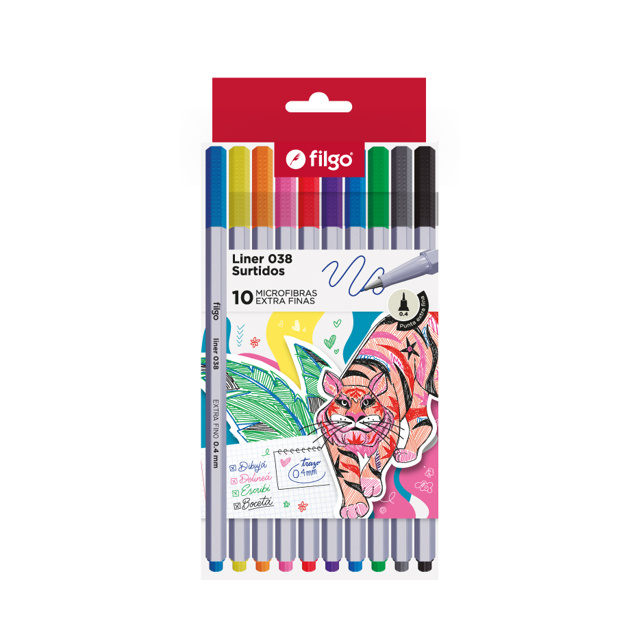 MICROFIBRA FILGO LINER 038 0.4 SURTIDO ESTUCHE X 10 UN