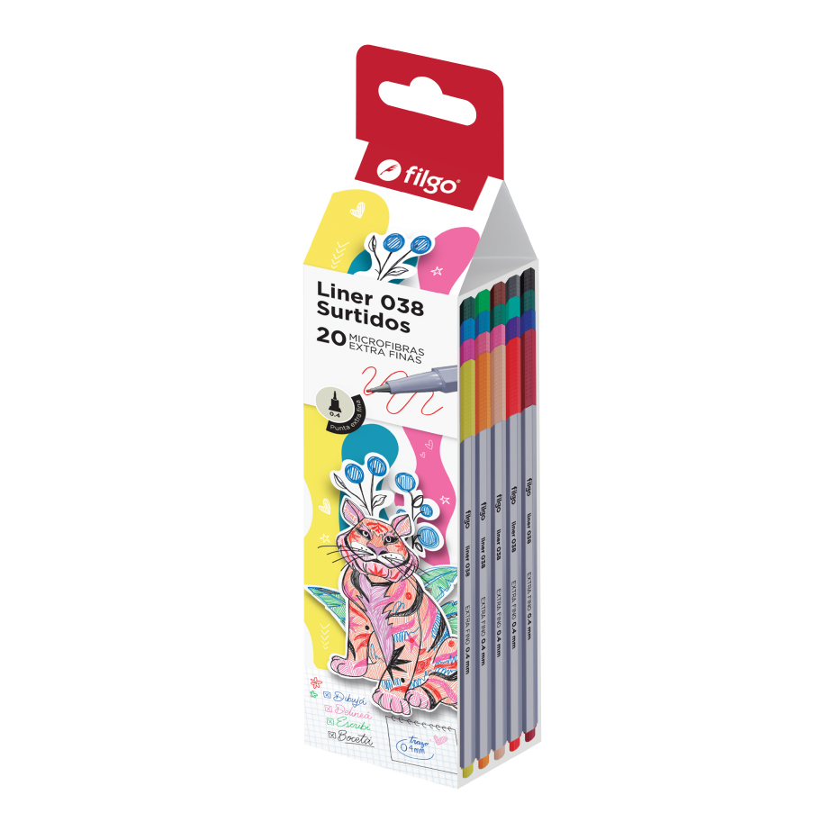MICROFIBRA FILGO LINER 038 0.4 SURTIDO ESTUCHE X 20 UN