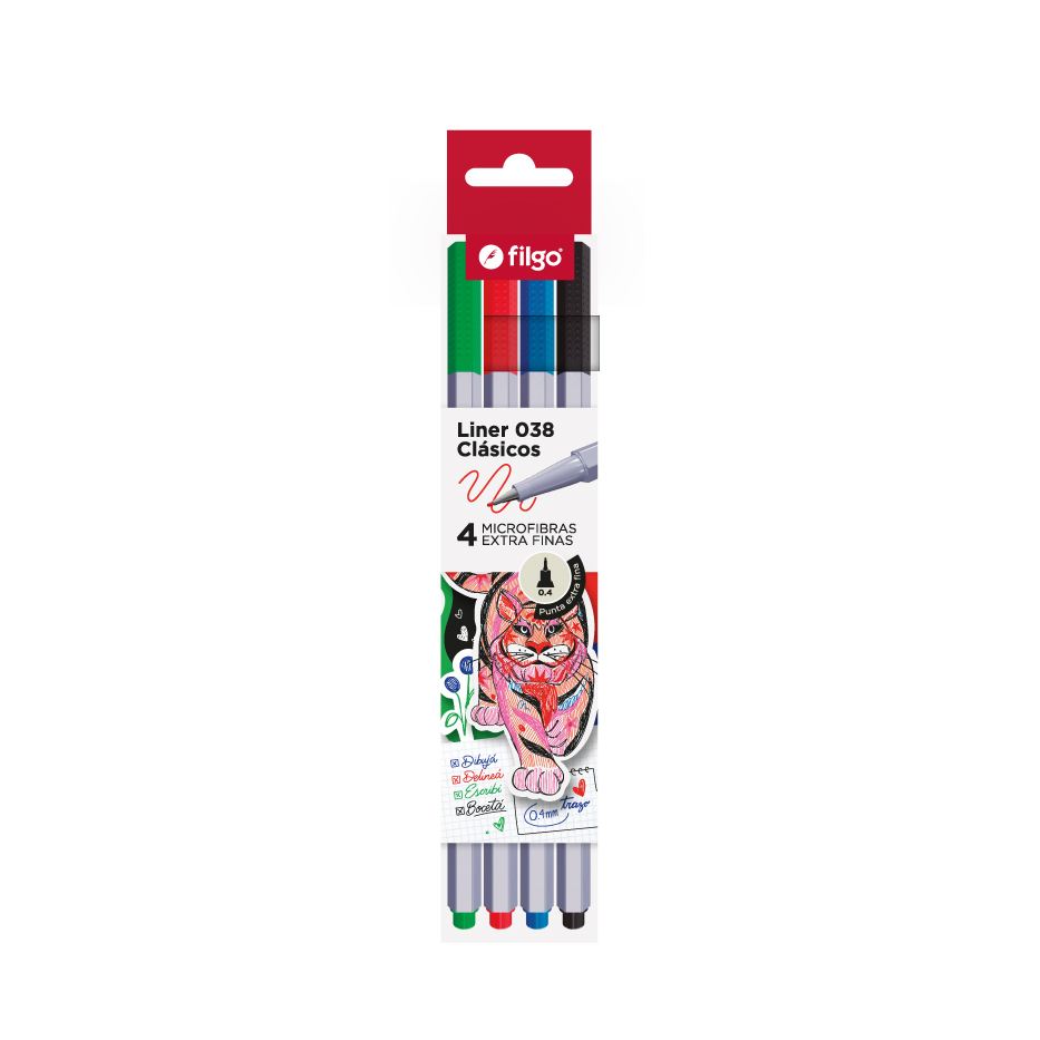 MICROFIBRA FILGO LINER 038 0.4 CLASICO ESTUCHE X 4 UN
