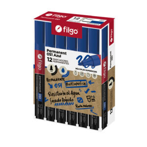 MARCADOR FILGO PERMANENTE REDONDA 051 AZUL CAJA X 12 UN