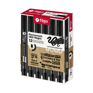 MARCADOR FILGO PERMANENTE BISEL 060 NEGRO CAJA X 12 UN