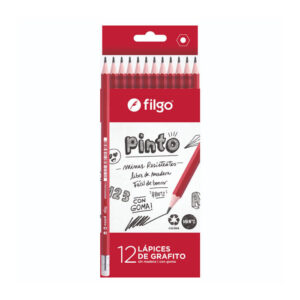 LAPIZ GRAFITO FILGO DE RESINA PINTO HB C/ GOMA CAJA X 12 UN
