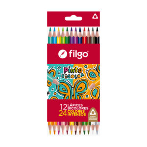 LAPICES COLORES FILGO X 12 UN BICOLOR DE MADERA PINTO ESTUCH