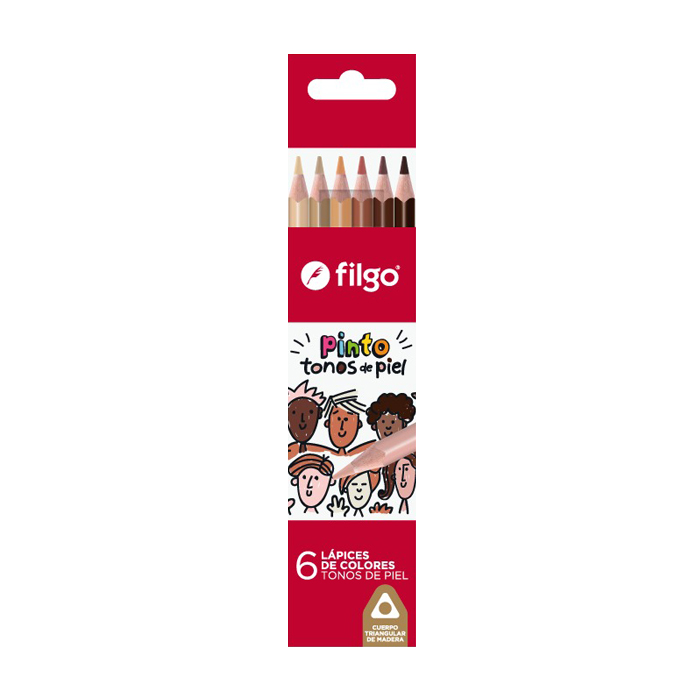 LAPICES COLORES FILGO X 6 UN SKIN TONES DE MADERA PINTO ESTU