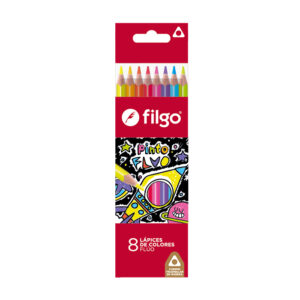 LAPICES COLORES FILGO X 8 UN FLUO DE MADERA PINTO ESTUCHE