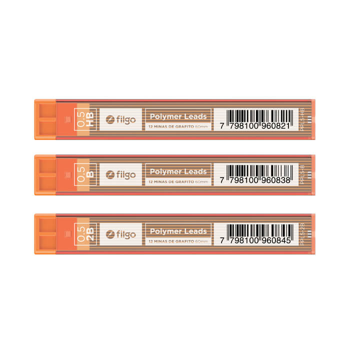 MINAS GRAFITO FILGO POLYMER LEADS 0.5 CAJA X 12 UN 2B