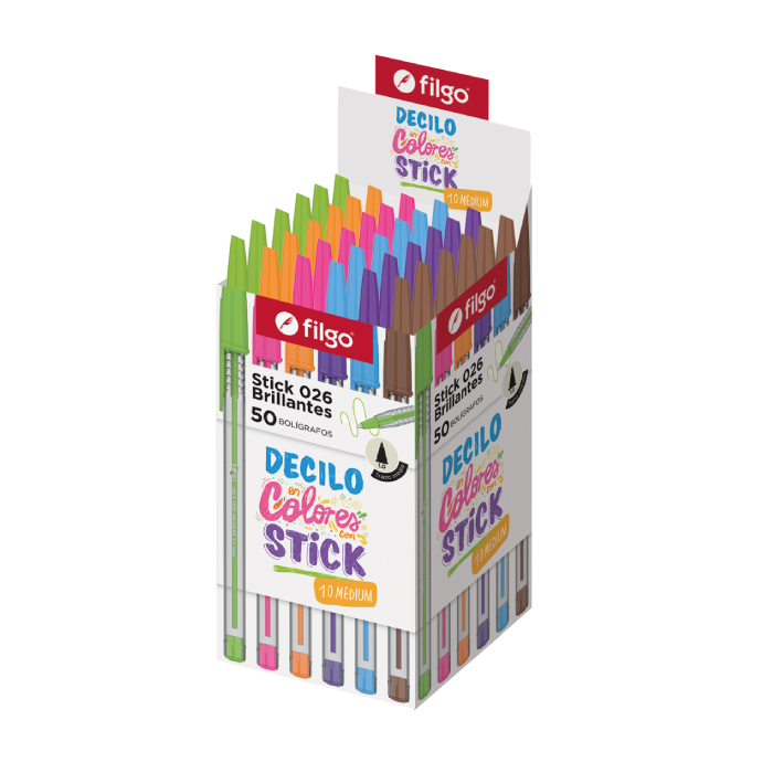 BOLIGRAFO FILGO STICK 1.0 BRILLANTE CAJA X 50 UN