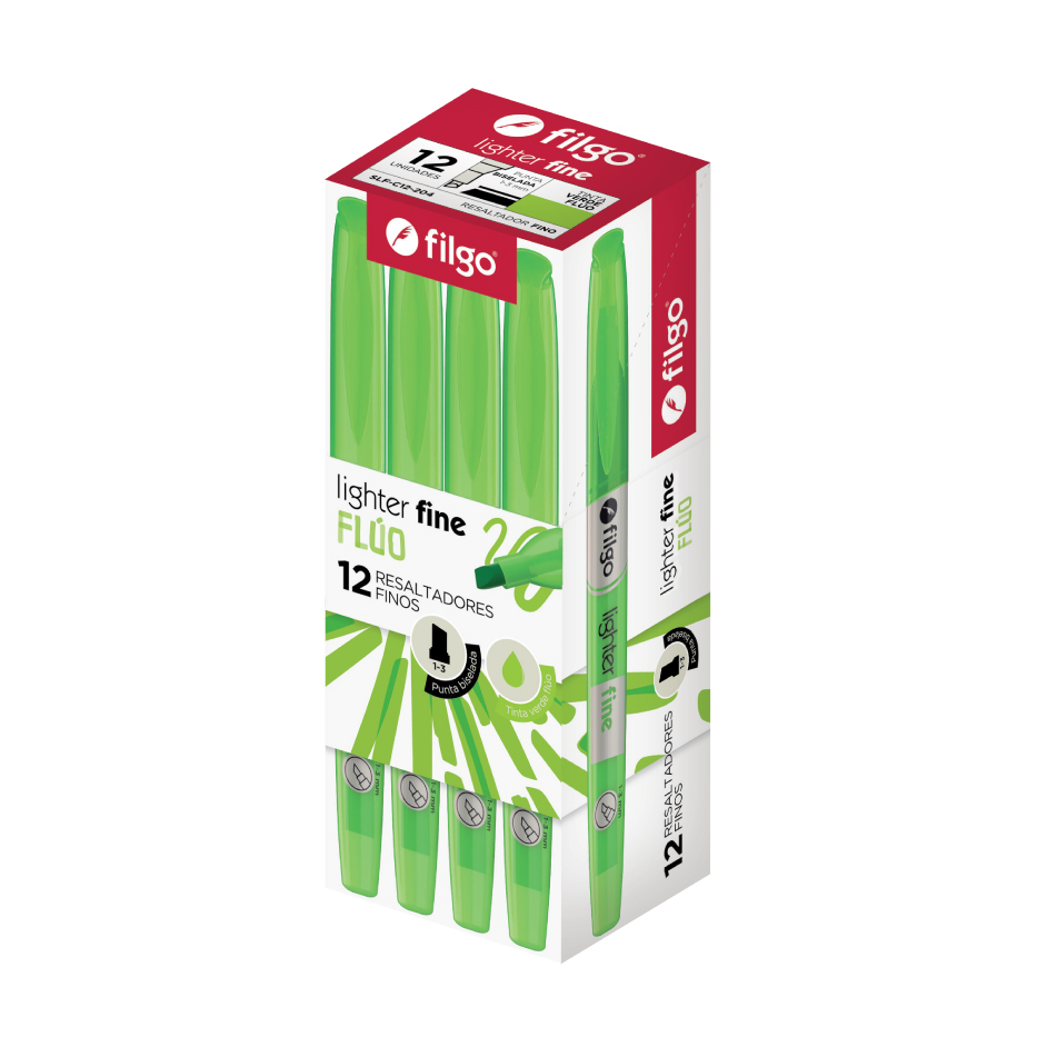 RESALTADOR FILGO LIGHTER FINE VERDE FLUO X 12 UN