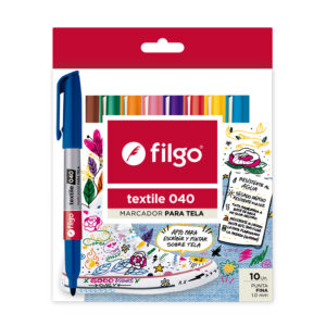 MARCADOR FILGO PARA TELA TEXTILE 040 ESTUCHE X 10 UN SURTIDO