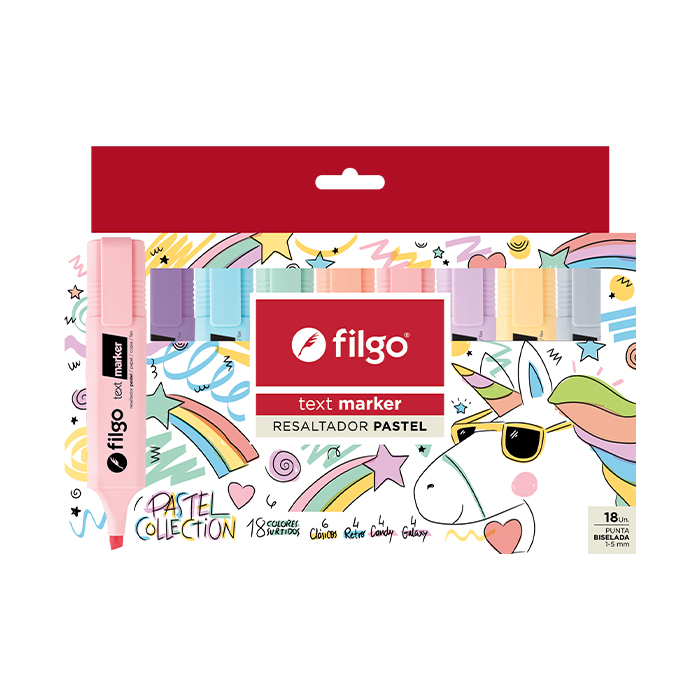 RESALTADOR FILGO TEXT MARKER ESTUCHE X 18 UN PASTEL