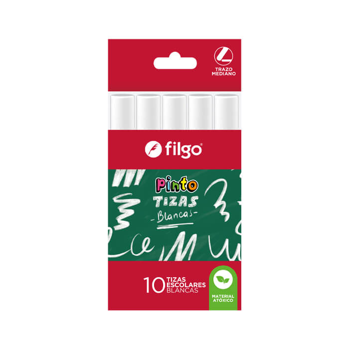 TIZA FILGO ESCOLAR PINTO BLANCO ESTUCHE X 10
