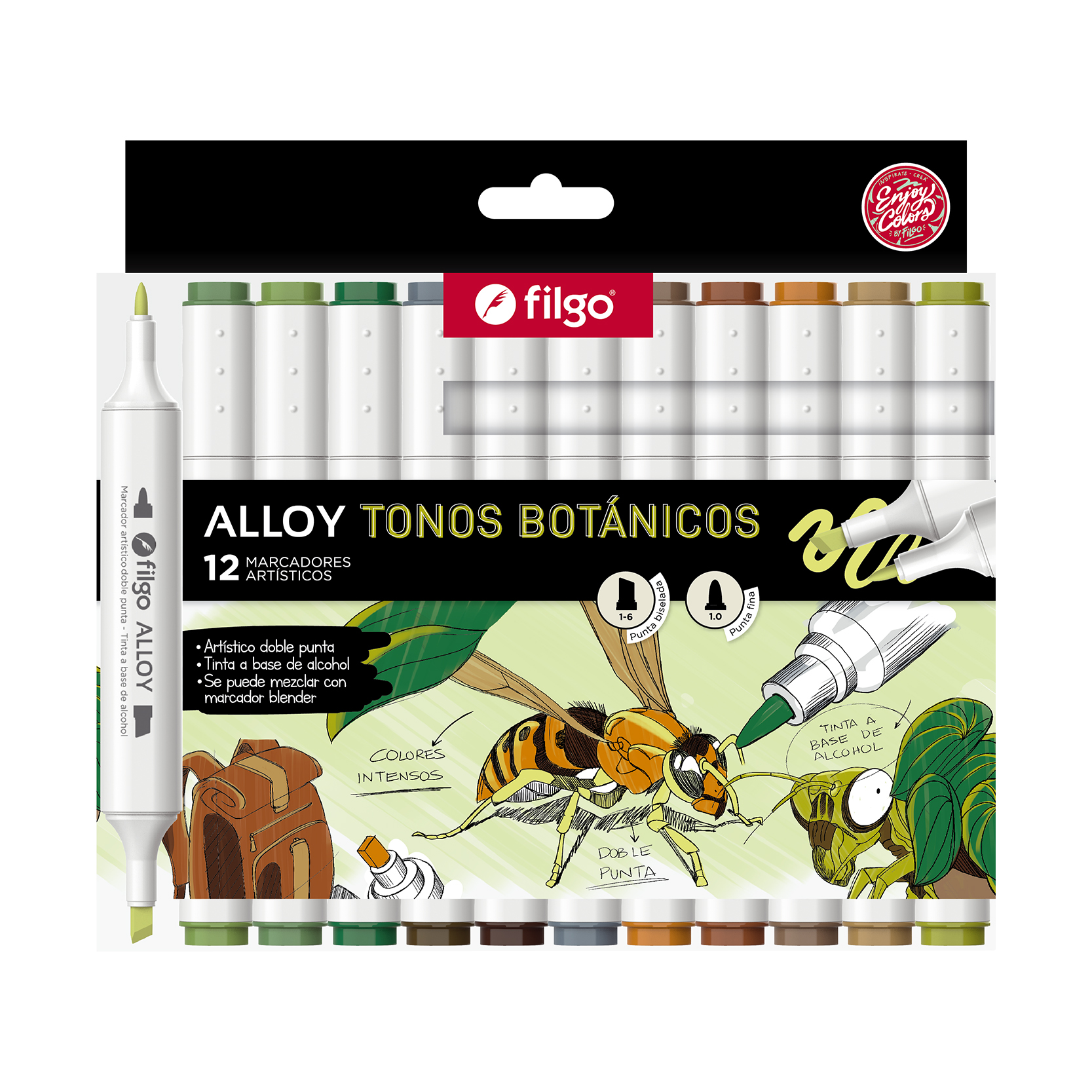 MARCADOR FILGO ARTISTICO DOB PTA ALLOY BOTANICOS X 12