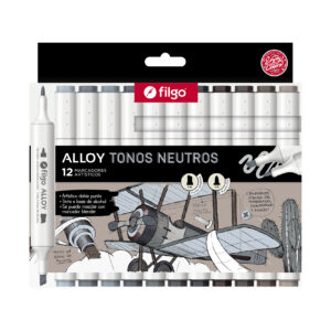 MARCADOR FILGO ARTISTICO DOB PTA ALLOY TONOS GRISES X 12