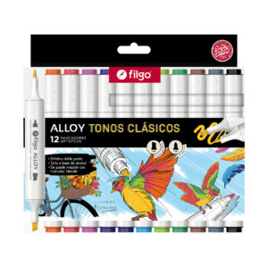 MARCADOR FILGO ARTISTICO DOB PUNTA ALLOY CLASICOS X 12