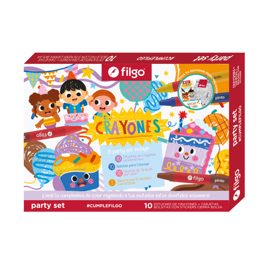 SET FILGO PARTY CRAYONES PINTO 6 SET ESTUCHES X 10 DISPLAY