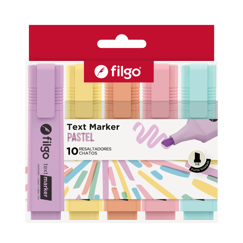 RESALTADOR FILGO TEXT MARKER PASTEL ESTUCHE X 10