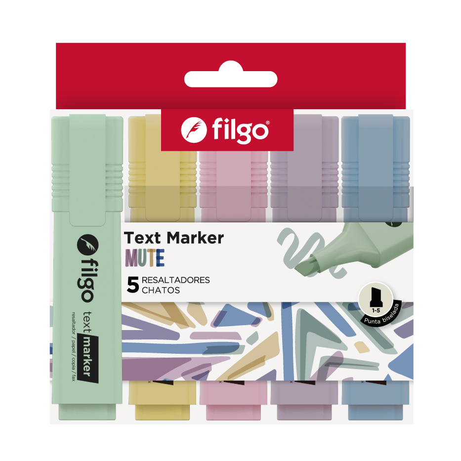 RESALTADOR FILGO TEXT MARKER MUTE ESTUCHE X 5