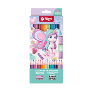 LAPICES COLORES FILGO PINTO X 12 +2HB +GOMA +SACAP UNICORNIO