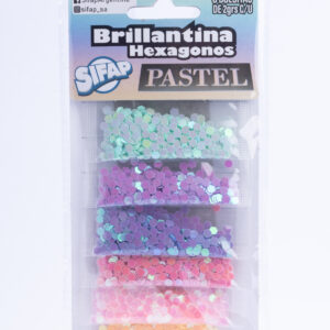 BRILLANTINA SIFAP C/ FORMAS HEXAGONOS PASTEL X 6 UN