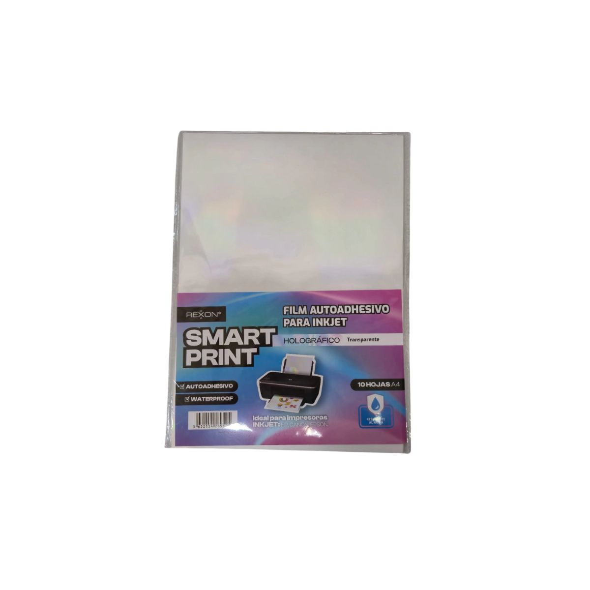 FILM ADHESIVO REXON HOLOGRAFICO TRANSPARENTE A4 X 10 UN