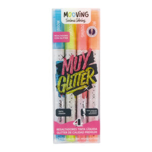 RESALTADOR MOOVING GLITTER X 4 UN COLORING
