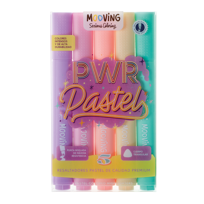 RESALTADOR MOOVING PASTEL X 5 UN COLORING