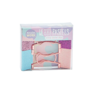 BINDER CLIPS MOOVING GLITTER X 4 UN PASTEL
