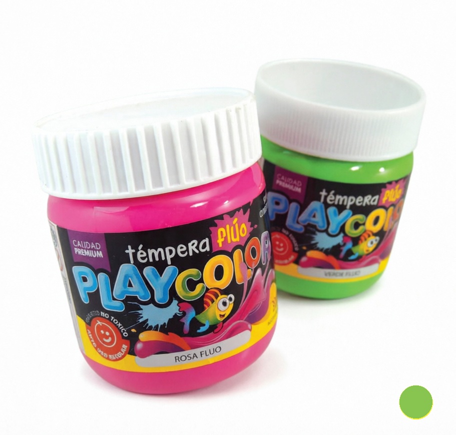 TEMPERA PLAYCOLOR EN POTE VERDE FLUO X 300GR
