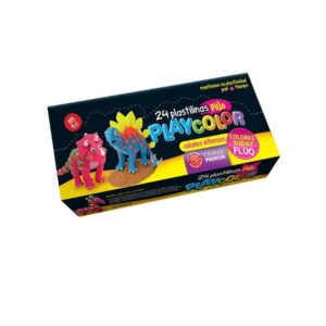 PLASTILINA PLAYCOLOR FLUO SURTIDA X 24 PANCITOS ESTUCHE