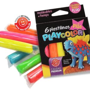 PLASTILINA PLAYCOLOR FLUO DE 6 BARRAS ESTUCHE