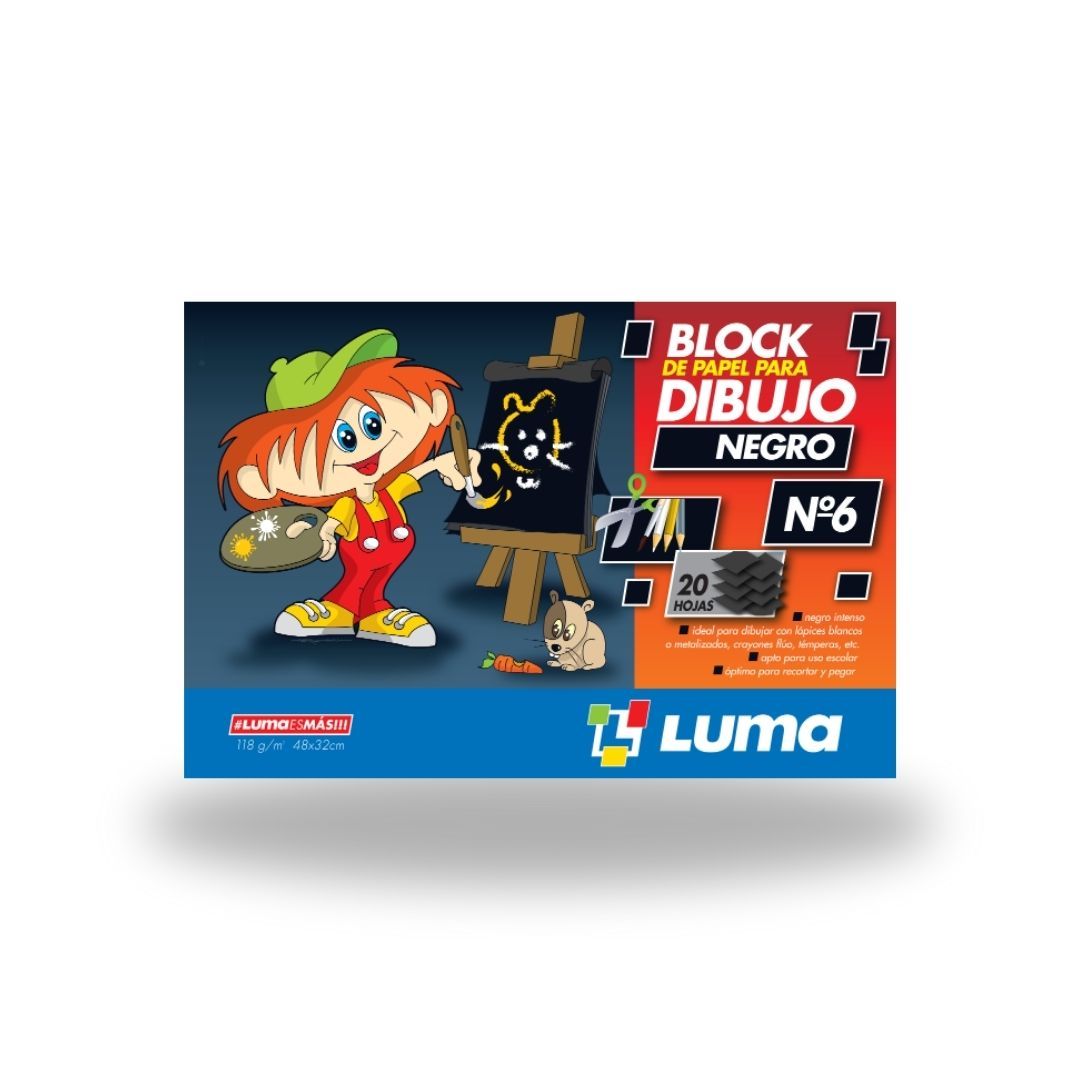 BLOCK LUMA DIBUJO Nº 6 NEGRO X 20 HJS