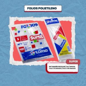 FOLIO LUMA ESCOLAR SUPER POLIETILENO X 100 UN