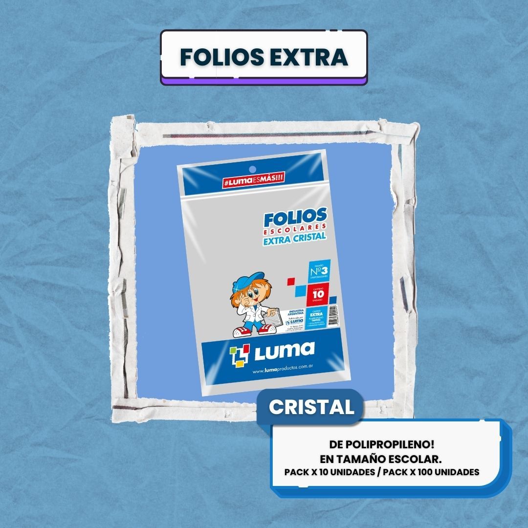 FOLIO LUMA ESCOLAR EQUIPO COMERC POLIPROPILENO X 100UN