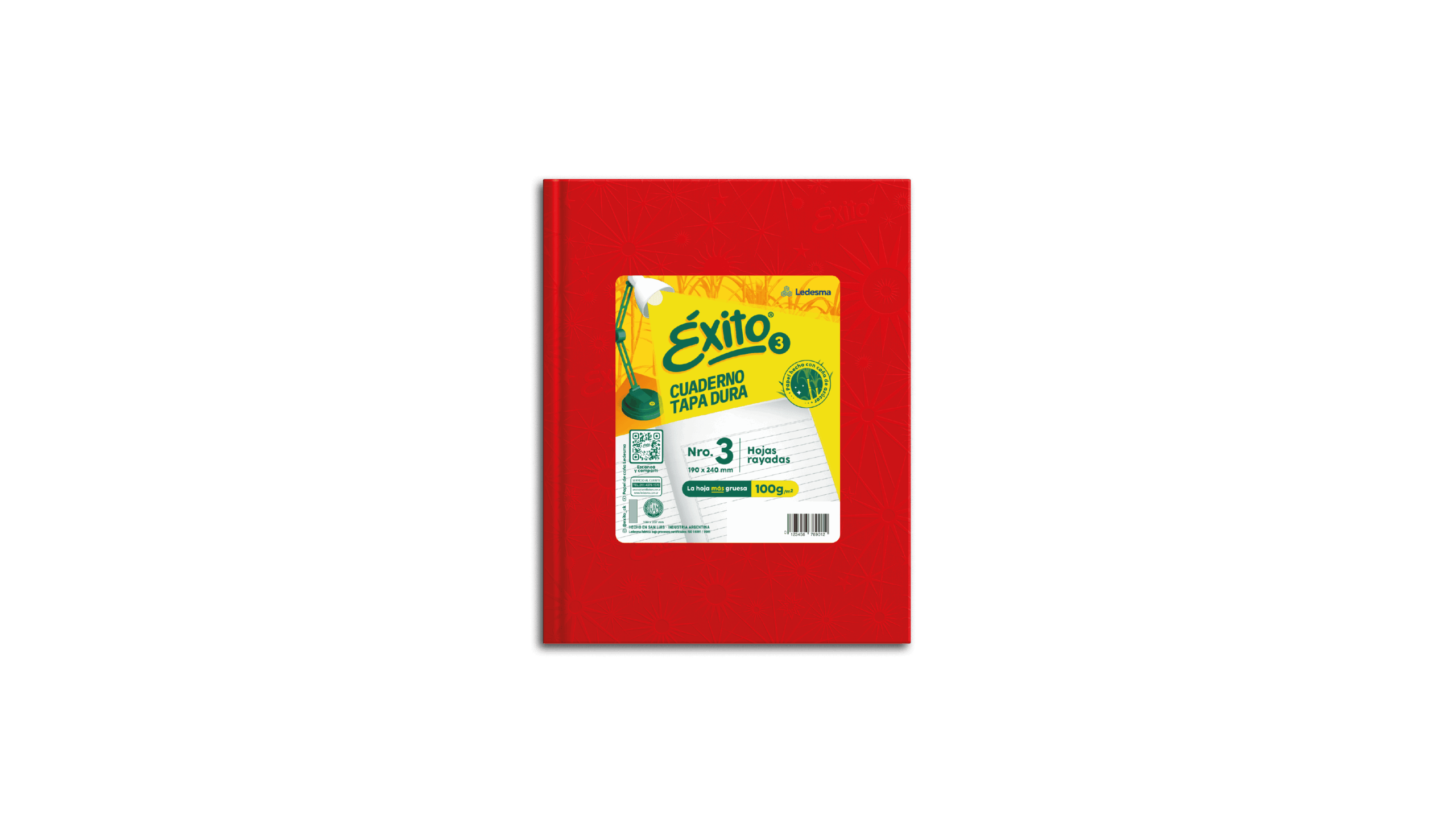 CUADERNO EXITO E3 FORRADO UNIVERSO TD X 100 HJ ROJO RY