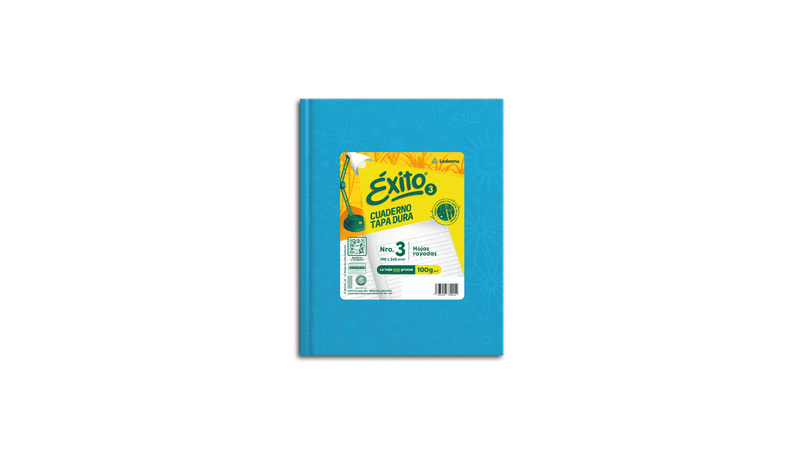 CUADERNO EXITO E3 FORRADO UNIVERSO TD X 100 HJ TURQUESA RY