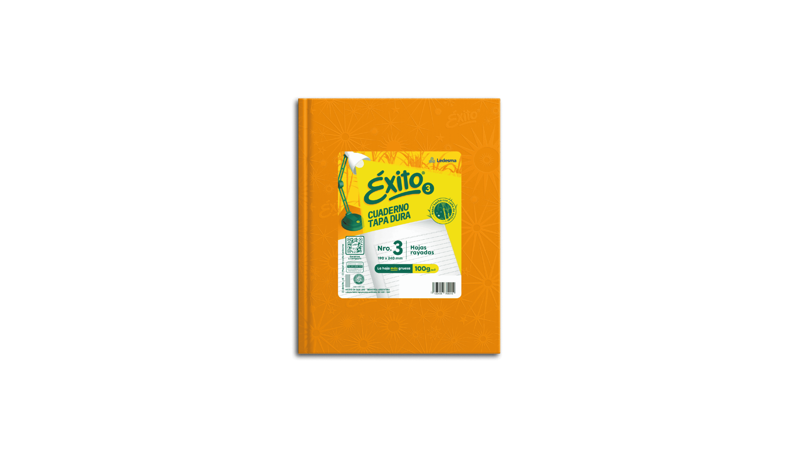 CUADERNO EXITO E3 FORRADO UNIVERSO TD X 100 HJ NARANJA RY