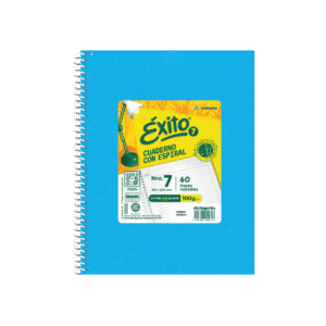 CUADERNO EXITO E7 21*27 FORRADO TD C/ESP X 60 HJ TURQUESA RY