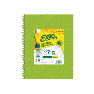 CUADERNO EXITO E7 21*27 FORRADO TD C/ESP X 60 HJ VDE MZNA RY