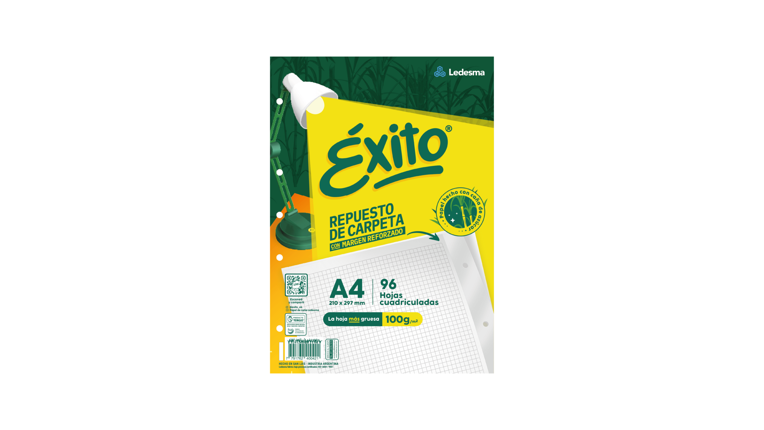 REPUESTO EXITO A4 C/MARGEN REFORZADO X 96 HJ CD