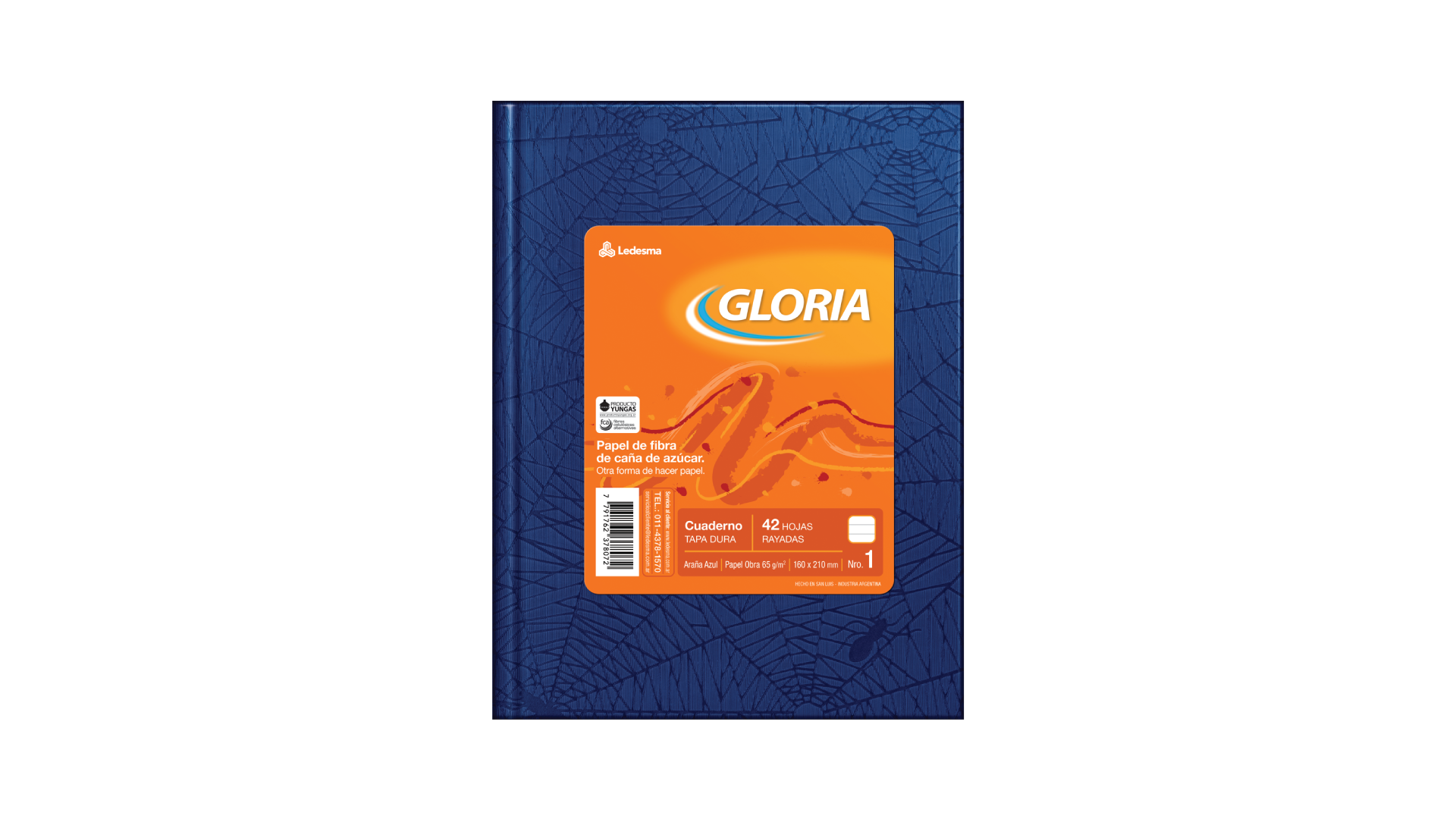 CUADERNO GLORIA FORRADO ARAÑA TAPA DURA X 48 HJ RY AZUL
