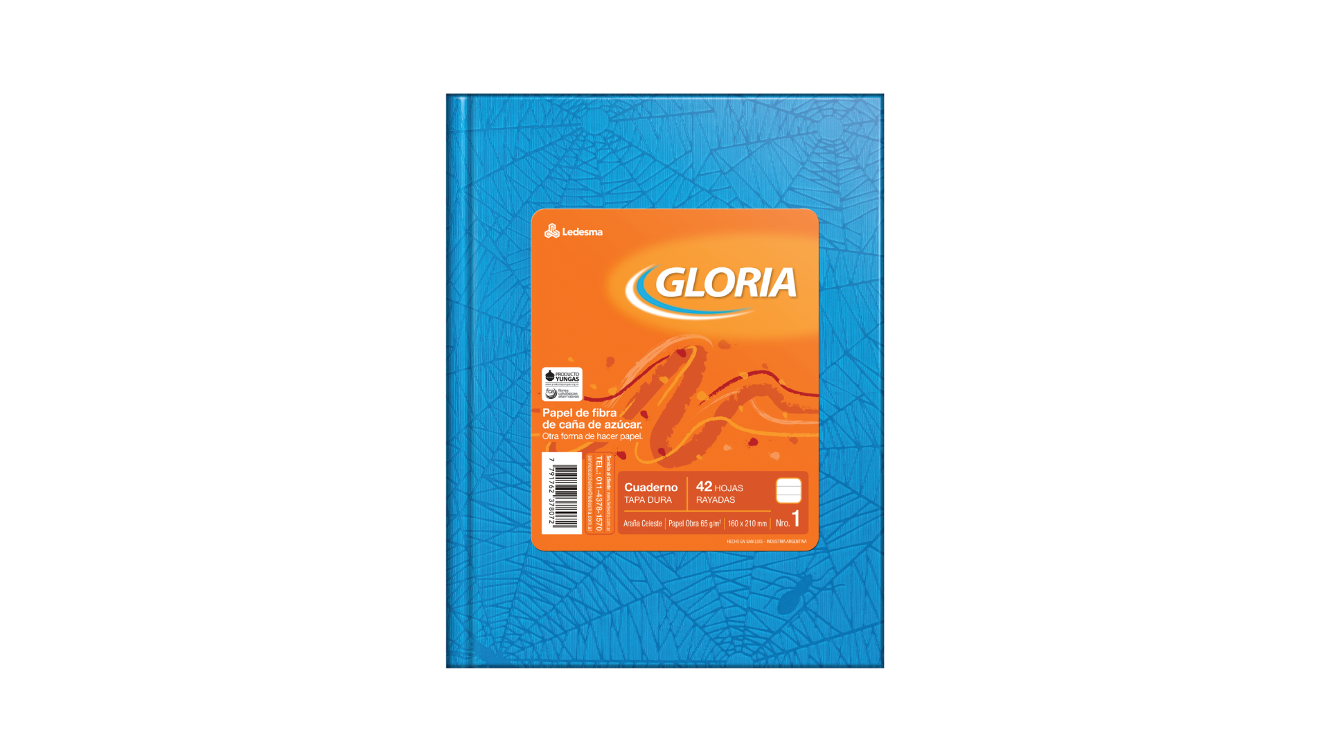 CUADERNO GLORIA FORRADO ARAÑA TAPA DURA X 48 HJ RY CELESTE