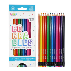 LAPICES COLORES KIRUKI RESINA BORRABLES X 12 UN