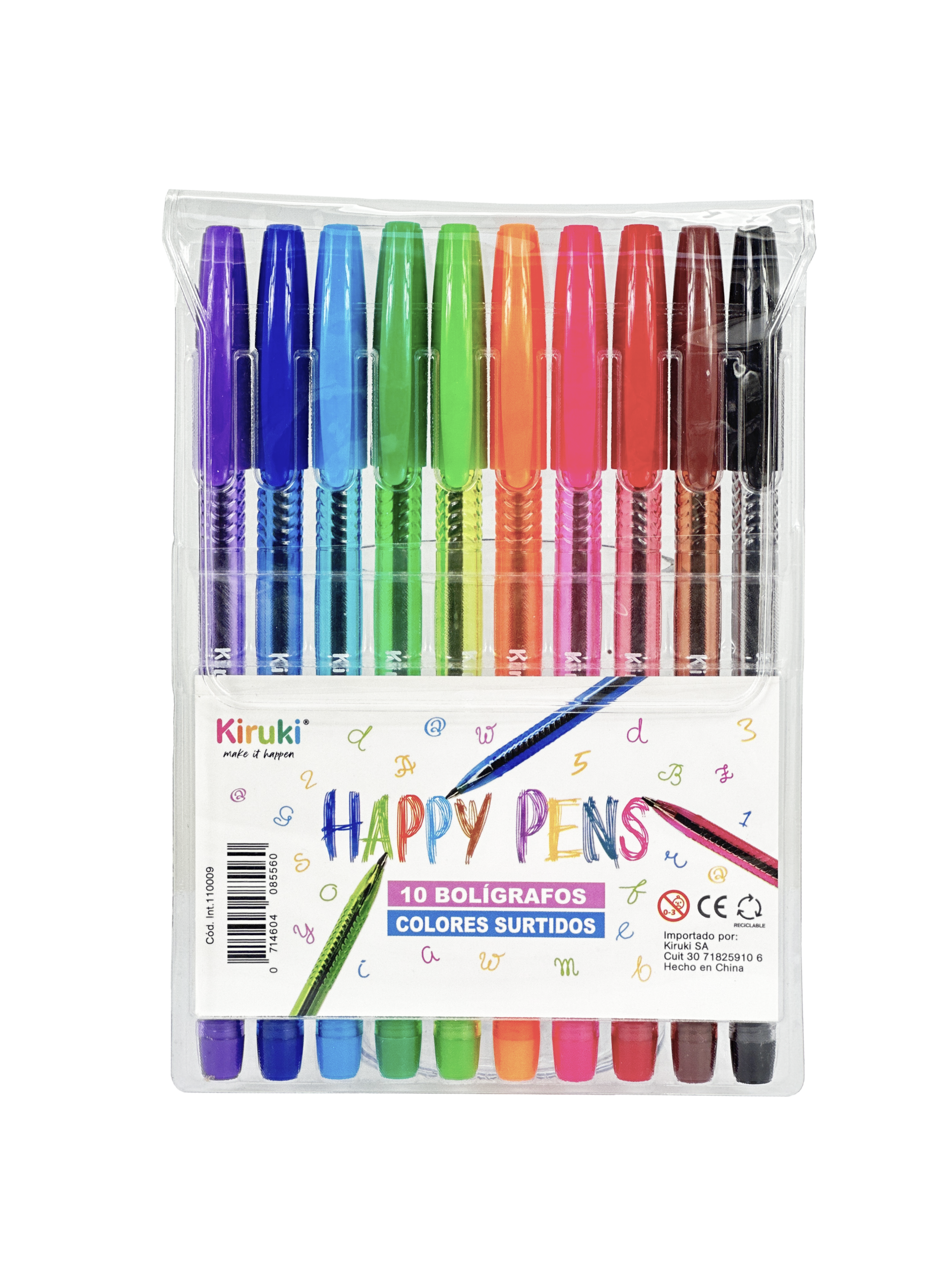 BOLIGRAFO KIRUKI HAPPY PEN SURTIDO X 10 UN