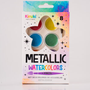 ACUARELA KIRUKI C/ PINCEL X 8 METALIZADO