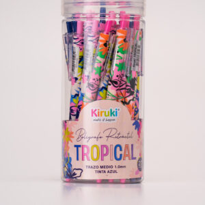 BOLIGRAFO KIRUKI TROPICAL X 27 UN TINTA AZUL