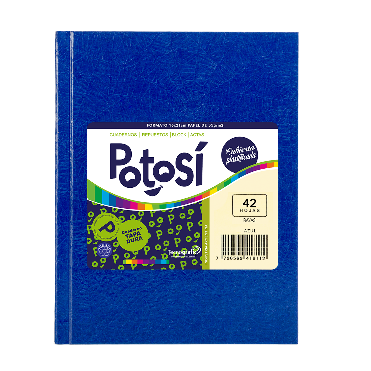 CUADERNO POTOSI X 42 HJS RY FORRADO AZUL