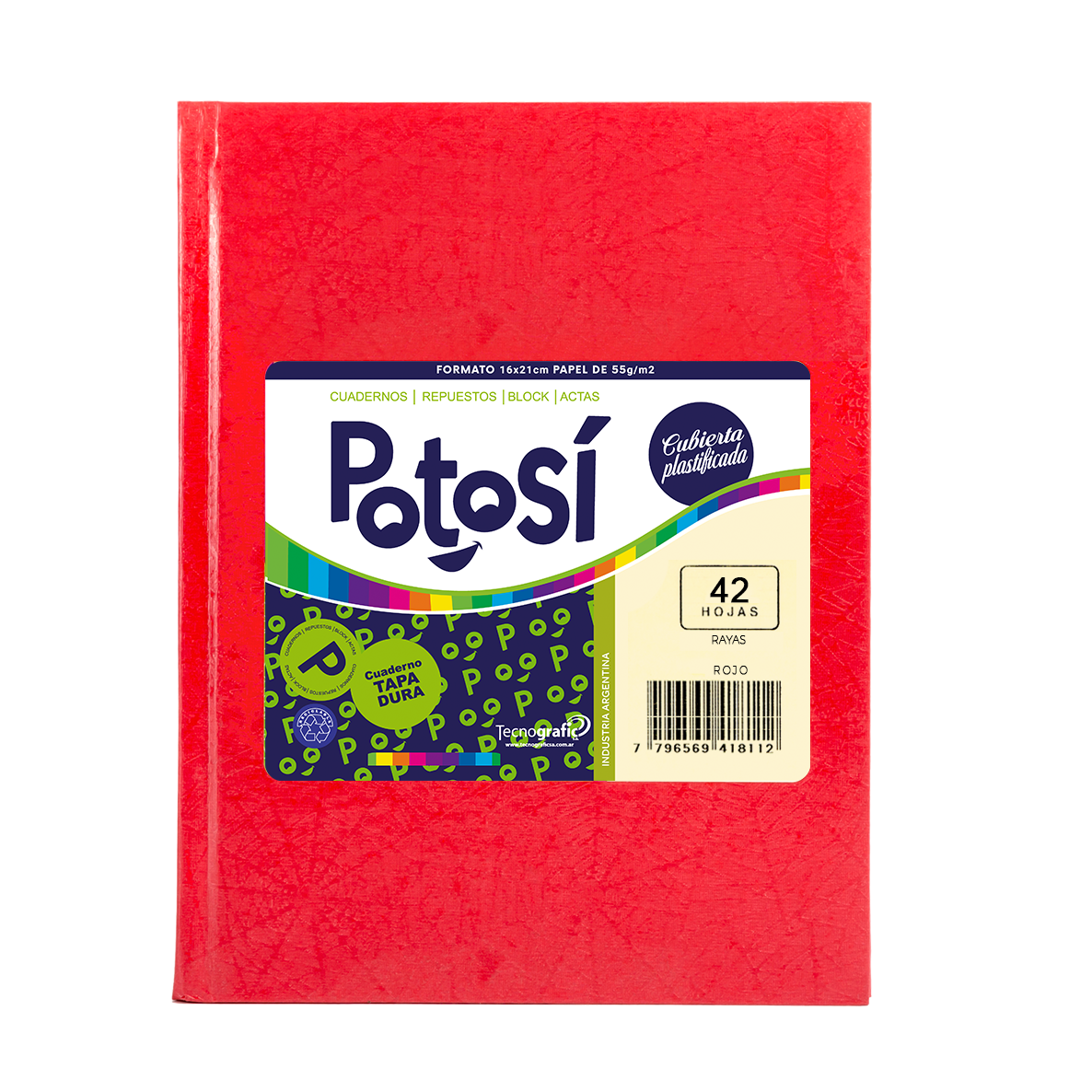 CUADERNO POTOSI X 42 HJS RY FORRADO ROJO