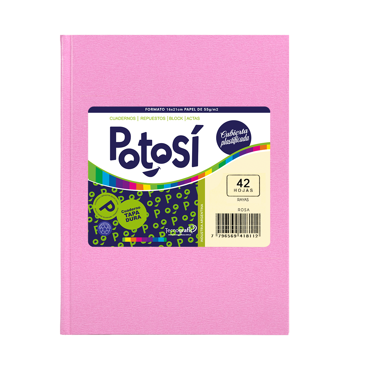 CUADERNO POTOSI X 42 HJS RY FORRADO ROSA